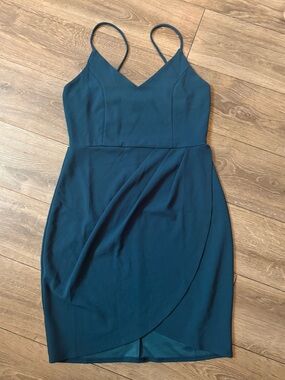Lulu's Teal Spaghetti Strap Wrap-Style Mini Dress NWOT